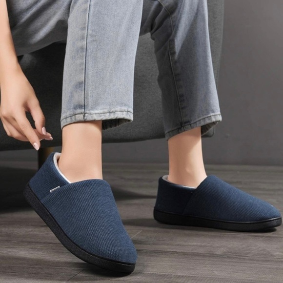 New Women’s Memory Foam House Slippers Navy Blue - Picture 7 of 7
